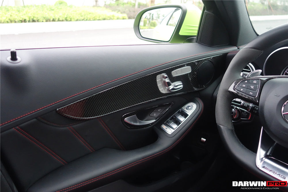 2015-2021 Mercedes Benz W205 C63 S AMG Sedan Carbon Fiber Interior Door Panel Trim Cover Strip