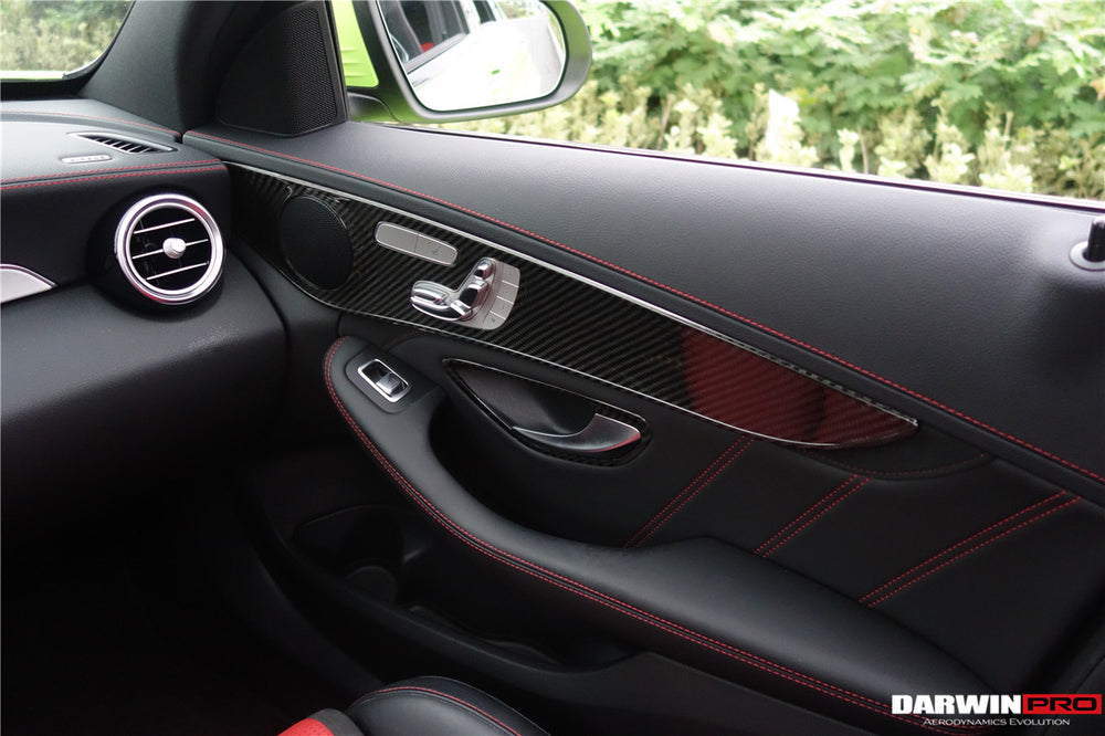 2015-2021 Mercedes Benz W205 C63 S AMG Sedan Carbon Fiber Interior Door Panel Trim Cover Strip