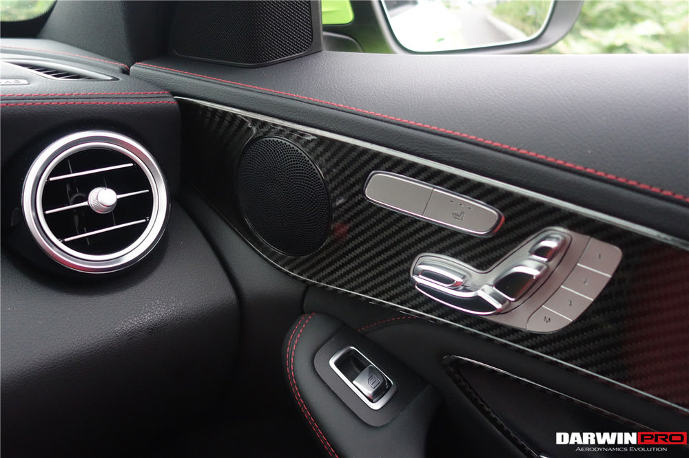 2015-2021 Mercedes Benz W205 C63 S AMG Sedan Carbon Fiber Interior Door Panel Trim Cover Strip