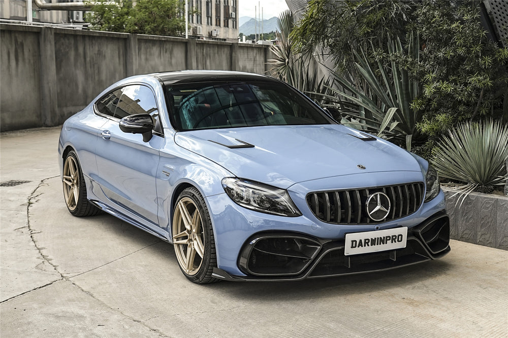 2016-2023 Mercedes Benz W205 C Class Coupe Front Bumper Set DarwinPRO (iMP Design) | Fit C300, C400, C43AMG FGPCF - Unpainted Fiber Reinforced Plastic 2016-2023 Mercedes Benz W205 C Class Coupe Front Bumper Set DarwinPRO (iMP Design) | Fit C300, C400, C43AMG FGPCF - Unpainted Fiber Reinforced Plastic