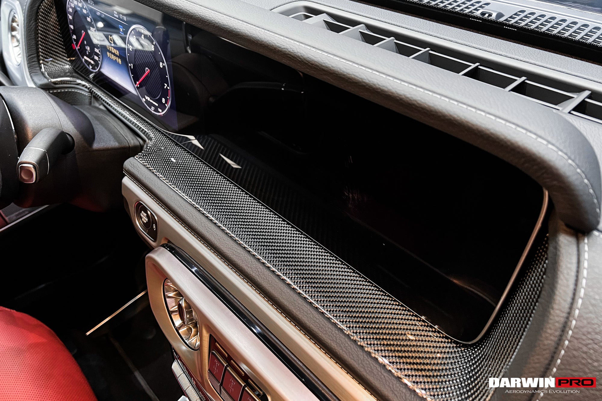 2019-2023 Mercedes Benz G-Wagon W464 Dry Carbon Fiber Screen Surround Panel Replacement DarwinPRO (OE) | Fits G550, G63 AMG, G-Class - DarwinPRO Aerodynamics