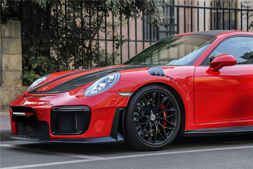 DarwinPRO 2016-2019 Porsche 911 991.2 Carrera &Targa 4 & 4S GT2RS Style Partial Carbon Fiber Front Bumper - DarwinPRO Aerodynamics