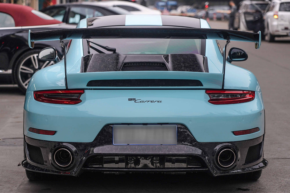 DarwinPRO 2016-2019 Porsche 911 991.2 Carrera & S GT2RS Style Partial Carbon Fiber Rear Bumper - DarwinPRO Aerodynamics