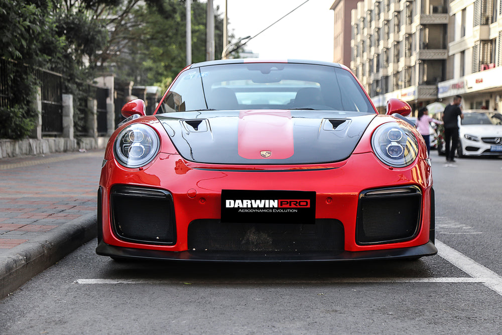 DarwinPRO 2016-2019 Porsche 911 991.2 Carrera &Targa 4 & 4S GT2RS Style Partial Carbon Fiber Front Bumper - DarwinPRO Aerodynamics