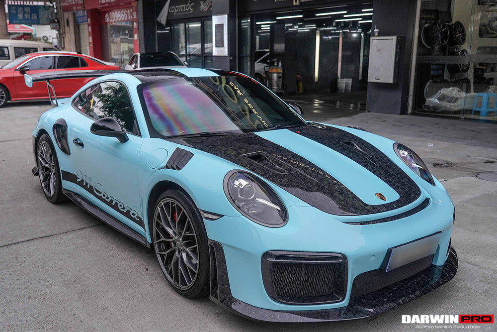 DarwinPRO 2016-2019 Porsche 911 991.2 Carrera &Targa 4 & 4S GT2RS Style Partial Carbon Fiber Front Bumper - DarwinPRO Aerodynamics