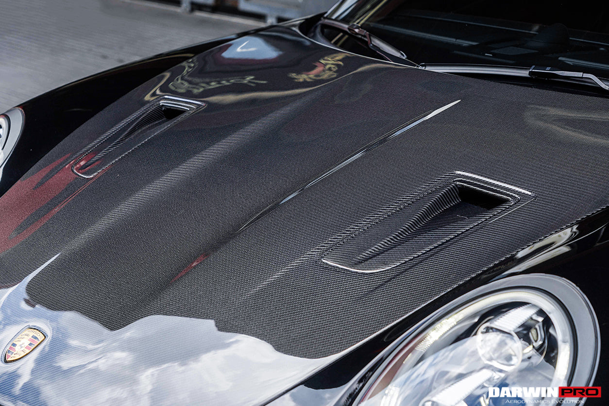 DarwinPRO 2012-2019 Porsche 991 Carrera S & Targa 4 & 4s GT2RS Style Carbon Fiber Hood - DarwinPRO Aerodynamics
