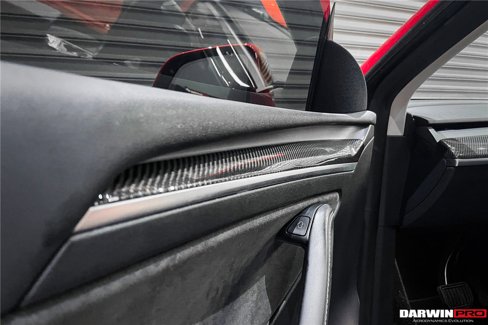 2020-2023 Tesla Model 3 Y OEM Style Autoclave Carbon Fiber Door Trim Interior Replacement