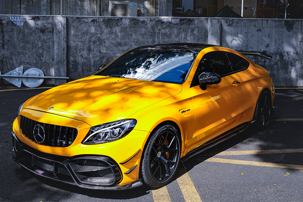 Parachoques delantero de fibra de carbono parcial con alerones IMP Performance para Mercedes Benz W205 C63 C63S AMG Coupe 2015-2021