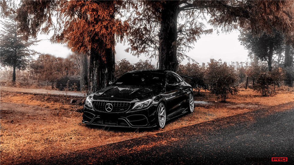 2015-2021 Mercedes Benz W205 C63 C63S AMG Coupe IMP Performance Partial Carbon Fiber Front Bumper With Grille & Canards - DarwinPRO Aerodynamics