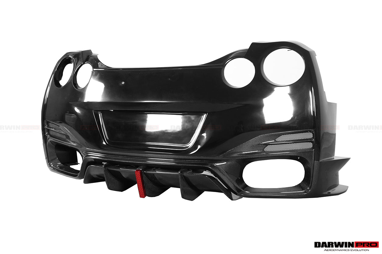 DarwinPRO 2008-2023 Nissan GTR R35 CBA DBA EBA BKSSII Style Rear Bumper with Diffuser Undertray And LED Light - DarwinPRO Aerodynamics