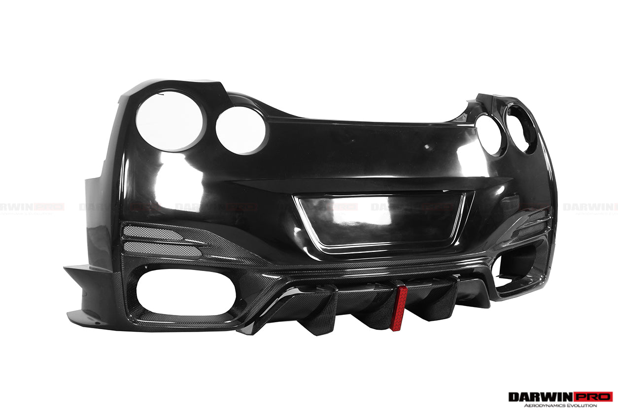 DarwinPRO 2008-2023 Nissan GTR R35 CBA DBA EBA BKSSII Style Rear Bumper with Diffuser Undertray And LED Light - DarwinPRO Aerodynamics