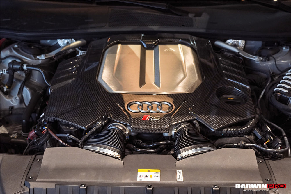 DarwinPRO 2019-2025 Audi RS6 Avant C8 & RS7 C8 Quattro OEM Style Dry Carbon Fiber Engine Cover Replacement