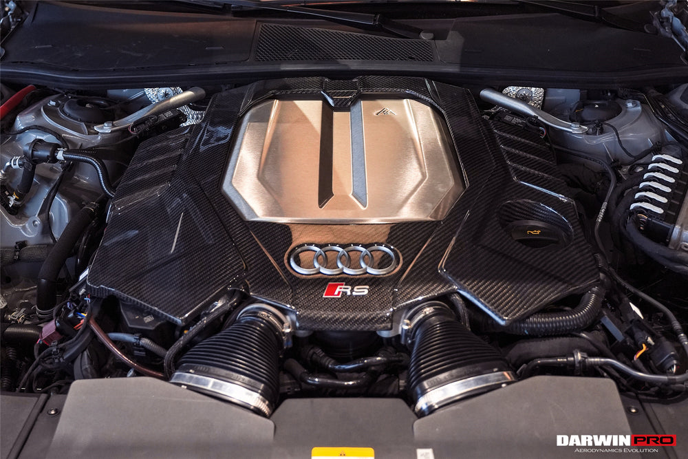 DarwinPRO 2019-2025 Audi RS7 C8 Quattro OEM Style Dry Carbon Fiber Engine Cover Replacement