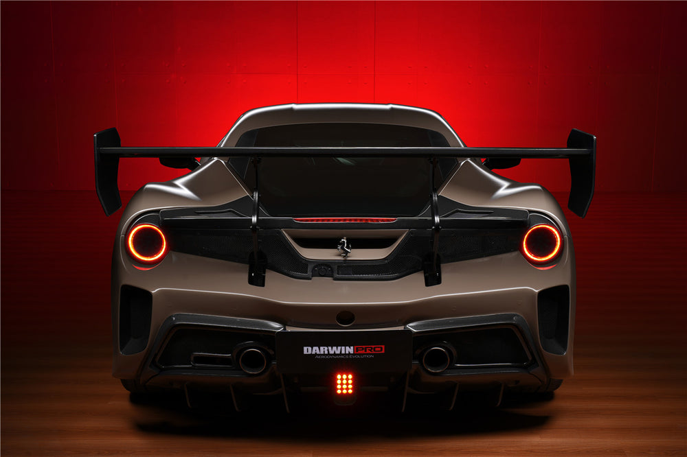 DarwinPRO 2015-2020 Ferrari 488 GTB Challenge Evo Modena Style Rear Bumper With Deck Lid Wing & Diffuser - DarwinPRO Aerodynamics