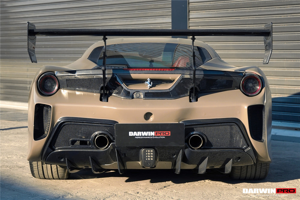 DarwinPRO 2015-2020 Ferrari 488 GTB Challenge Evo Modena Style Rear Bumper With Deck Lid Wing & Diffuser & Wing