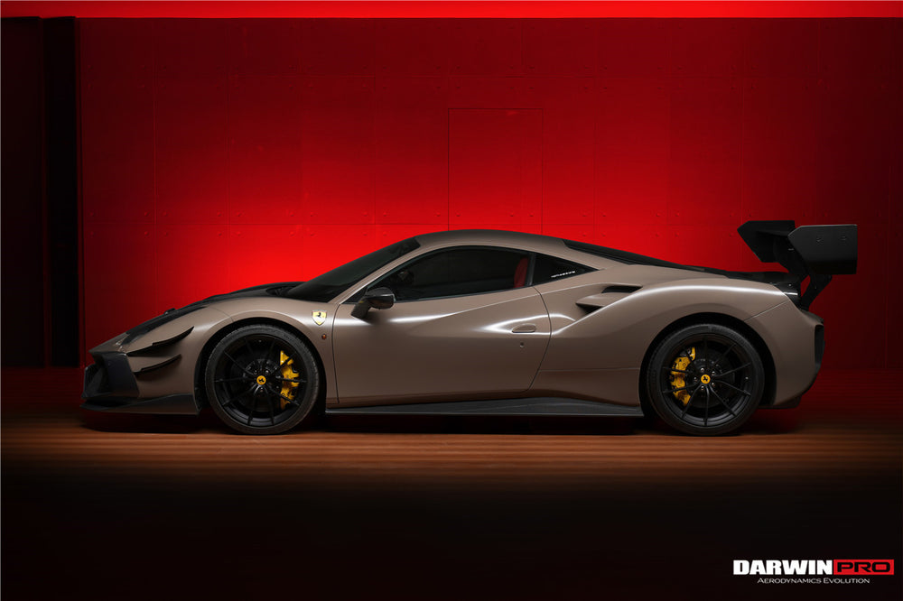 Parachoques trasero DarwinPRO 2015-2020 Ferrari 488 GTB Challenge Evo Modena Style con tapa de maletero, alerón, difusor y alerón