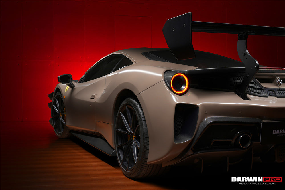 DarwinPRO 2015-2020 Ferrari 488 GTB Challenge Evo Modena Style Rear Bumper With Deck Lid Wing & Diffuser & Wing