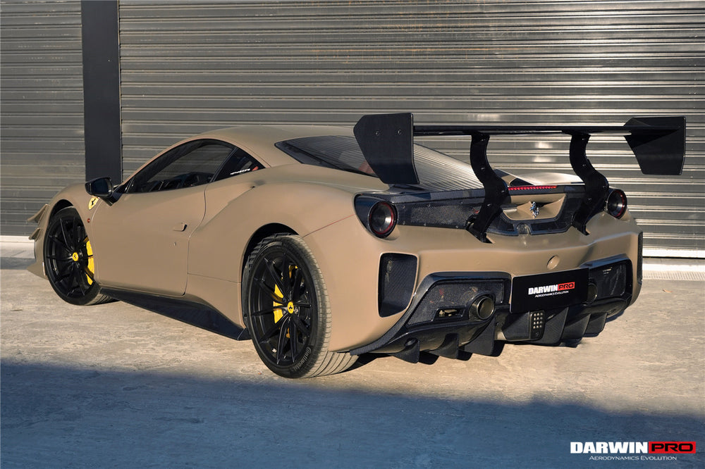 DarwinPRO 2015-2020 Ferrari 488 GTB Challenge Evo Modena Style Rear Bumper With Deck Lid Wing & Diffuser & Wing