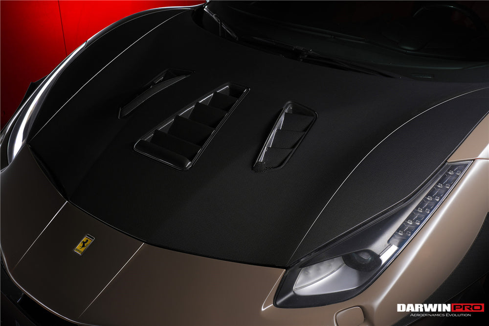 DarwinPRO 2015-2020 Ferrari 488 GTB & Spyder Challenge Evo Modena Style Hood - DarwinPRO Aerodynamics