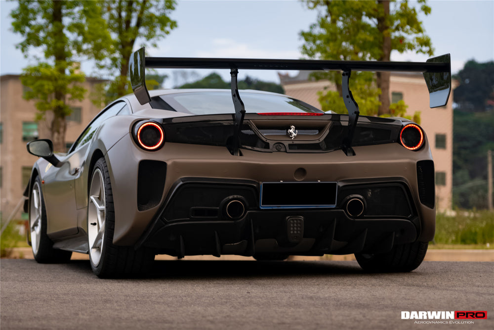 Parachoques trasero DarwinPRO 2015-2020 Ferrari 488 GTB Challenge Evo Modena Style con alerón en la tapa del maletero y difusor