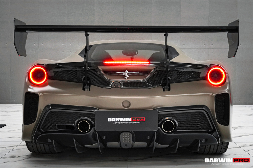 DarwinPRO 2015-2020 Ferrari 488 GTB Challenge Evo Modena Style Rear Bumper With Deck Lid Wing & Diffuser & Wing