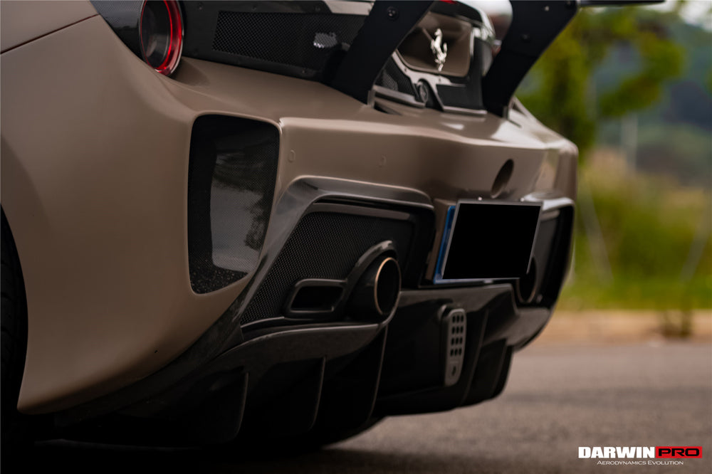 DarwinPRO 2015-2020 Ferrari 488 GTB Challenge Evo Modena Style Rear Bumper With Deck Lid Wing & Diffuser & Wing