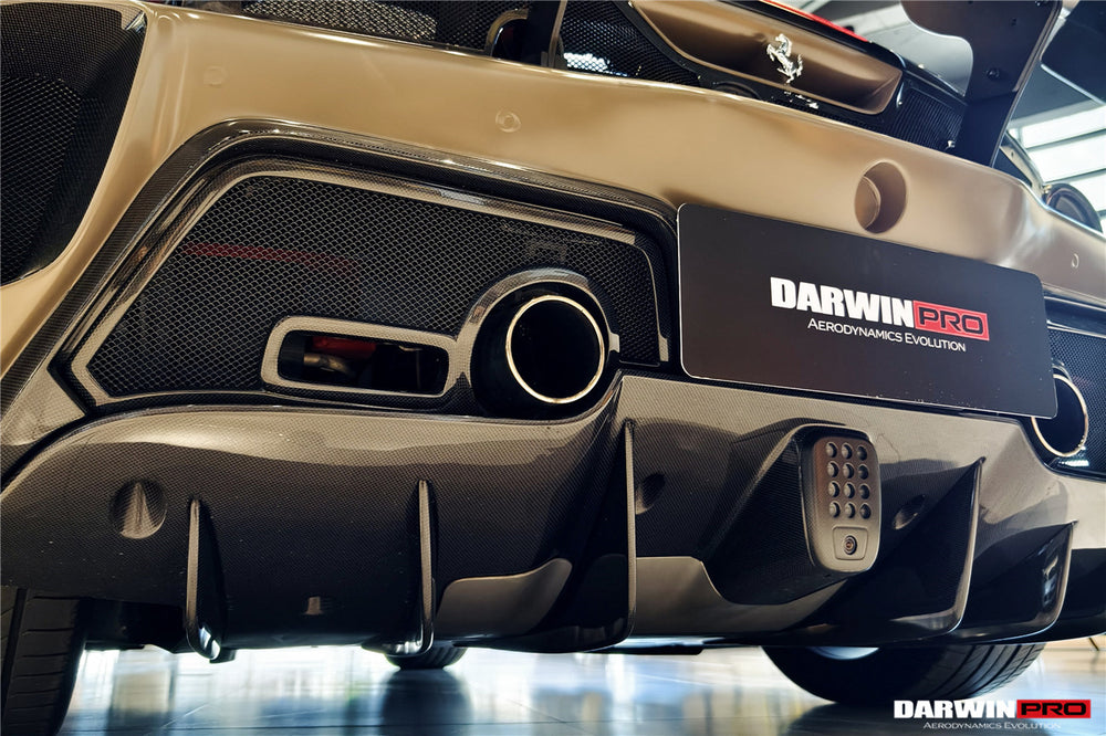 DarwinPRO 2015-2020 Ferrari 488 GTB Challenge Evo Modena Style Rear Bumper With Deck Lid Wing & Diffuser