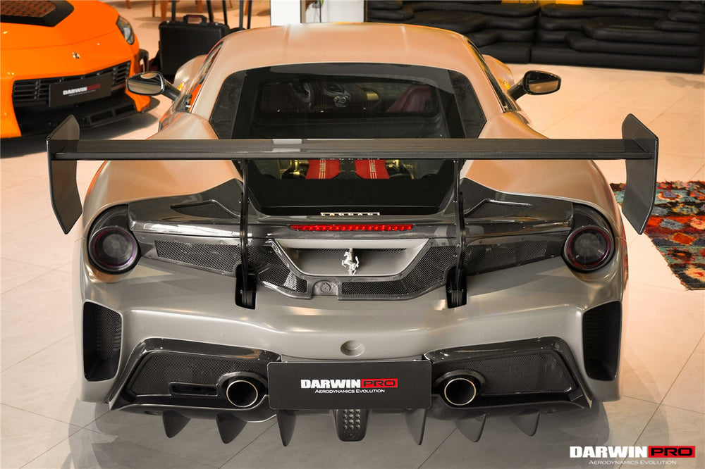 DarwinPRO 2015-2020 Ferrari 488 GTB Challenge Evo Modena Style Rear Bumper With Deck Lid Wing & Diffuser