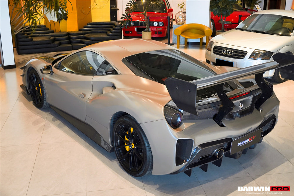 DarwinPRO 2015-2020 Ferrari 488 GTB Challenge Evo Modena Style Rear Bumper With Deck Lid Wing & Diffuser