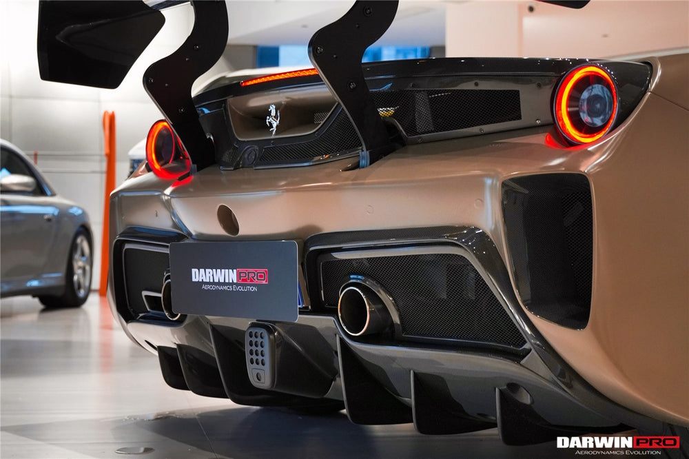 DarwinPRO 2015-2020 Ferrari 488 GTB Challenge Evo Modena Style Rear Bumper With Deck Lid Wing & Diffuser