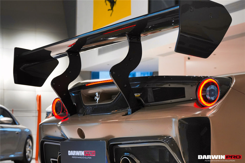 DarwinPRO 2015-2020 Ferrari 488 GTB Challenge Evo Modena Style Rear Bumper With Deck Lid Wing & Diffuser & Wing