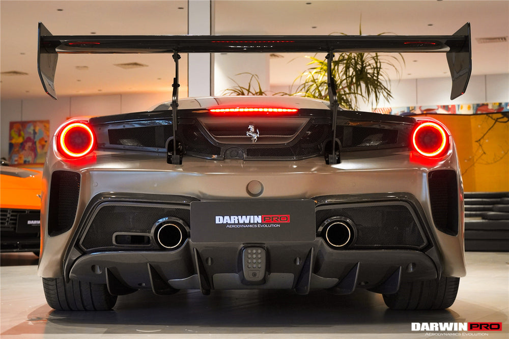 2015-2020 Ferrari 488 GTB Challenge Evo Modena Style Rear Bumper With Deck Lid Wing & Diffuser & Wing - DarwinPRO Aerodynamics