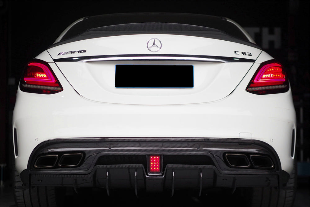 2015-2021 Mercedes Benz W205 C63 S AMG Sedan IMP Performance Carbon Fiber Rear Diffuser with Caps