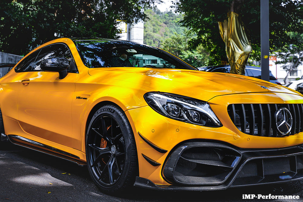 2015-2021 Mercedes Benz W205 C63 C63S AMG Coupe IMP Performance Partial Carbon Fiber Front Bumper With Grille & Canards - DarwinPRO Aerodynamics