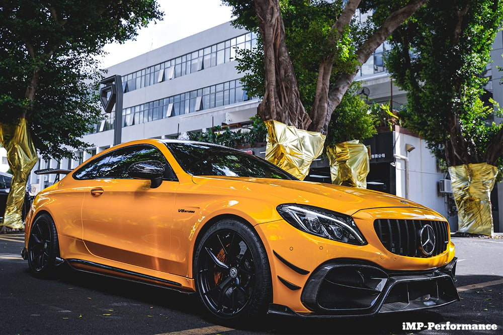 2015-2021 Mercedes Benz W205 C63 C63S AMG Coupe IMP Performance Partial Carbon Fiber Front Bumper With Grille & Canards - DarwinPRO Aerodynamics