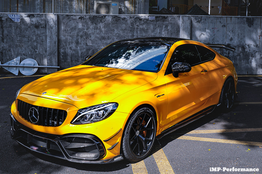 2015-2021 Mercedes Benz W205 C63 C63S AMG Coupe IMP Performance Partial Carbon Fiber Front Bumper With Grille & Canards - DarwinPRO Aerodynamics