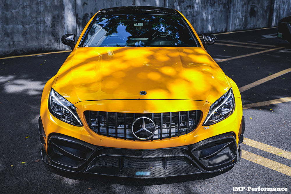 2015-2021 Mercedes Benz W205 C63 C63S AMG Coupe IMP Performance Partial Carbon Fiber Front Bumper With Grille & Canards - DarwinPRO Aerodynamics