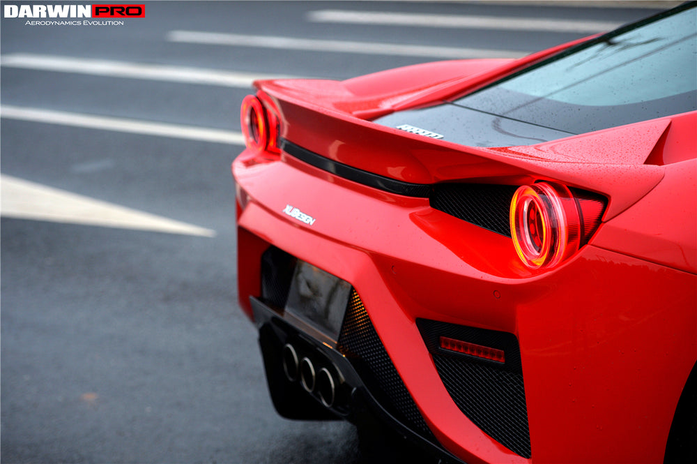 DarwinPRO 2010-2015 Ferrari 458 Coupe BKSS Style Partial Carbon Fiber Rear Bumper And Carbon Fiber Trunk With Tail Light Cover - DarwinPRO Aerodynamics