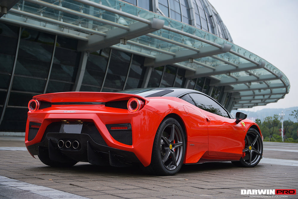 DarwinPRO 2010-2015 Ferrari 458 Coupe BKSS Style Partial Carbon Fiber Rear Bumper And Carbon Fiber Trunk With Tail Light Cover - DarwinPRO Aerodynamics