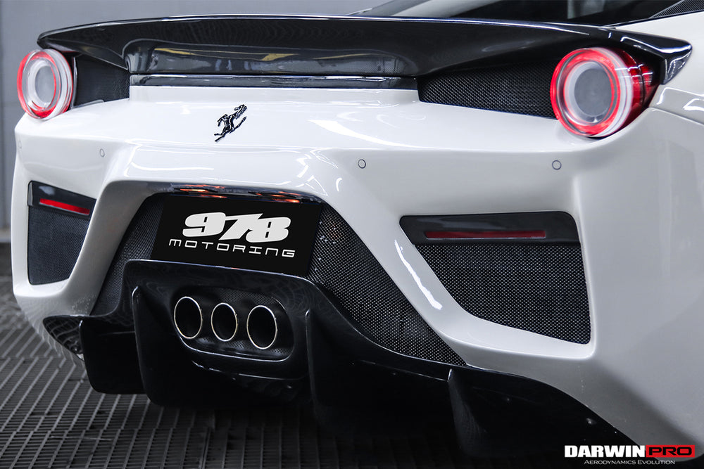 DarwinPRO 2010-2015 Ferrari 458 Coupe BKSS Style Partial Carbon Fiber Rear Bumper And Carbon Fiber Trunk With Tail Light Cover - DarwinPRO Aerodynamics