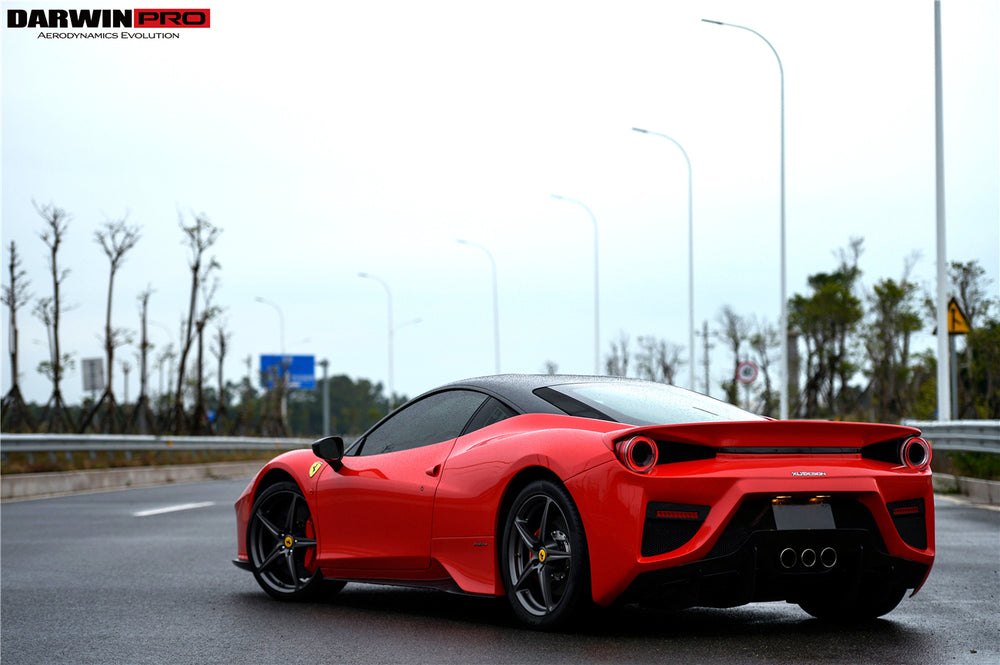 DarwinPRO 2010-2015 Ferrari 458 Coupe BKSS Style Partial Carbon Fiber Rear Bumper And Carbon Fiber Trunk With Tail Light Cover - DarwinPRO Aerodynamics