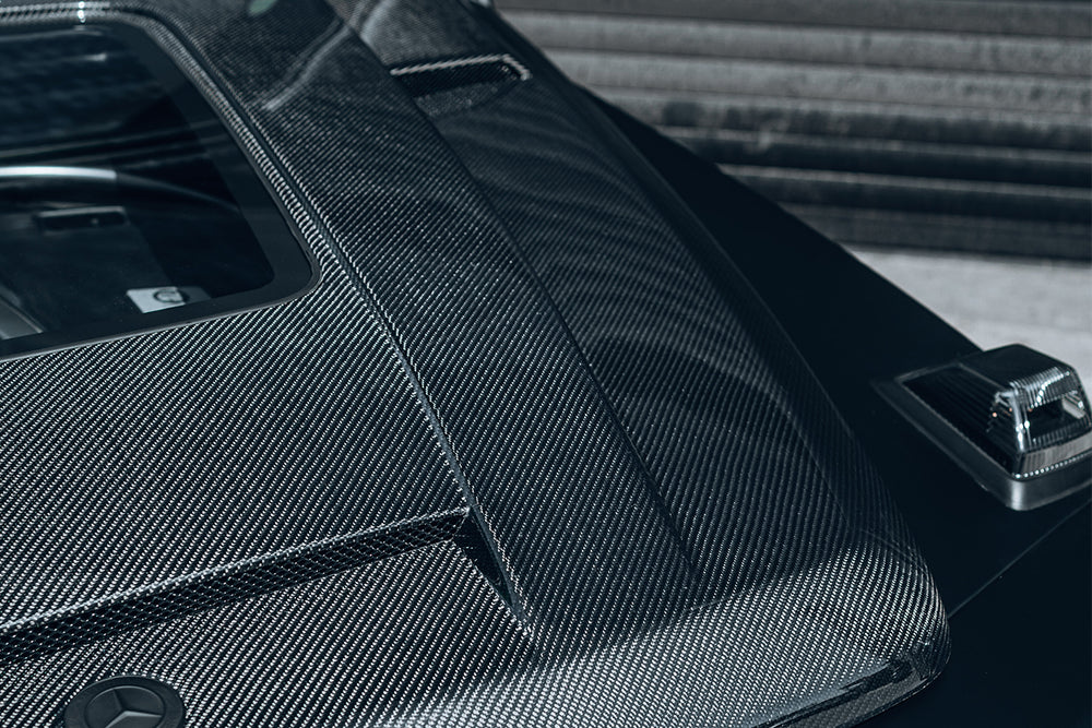 Capó de fibra de carbono parcial IMP Performance para Mercedes Benz W464 Clase G G Wagon G500, G550 y G63AMG 2019-2023