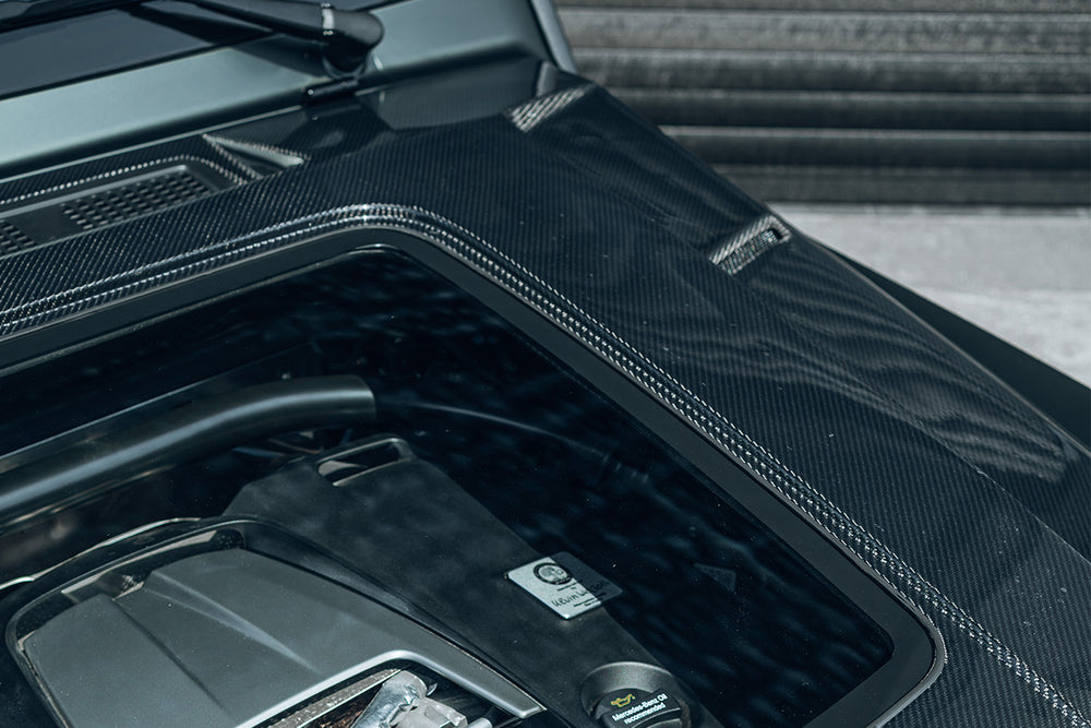 Capó de fibra de carbono parcial IMP Performance para Mercedes Benz W464 Clase G G Wagon G500, G550 y G63AMG 2019-2023