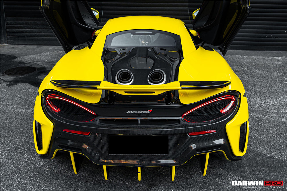 2015-2020 McLaren 540C & 570S & 570GT 600LT-Style Partial Carbon Fiber Rear Bumper with Diffuser  and Trunk Spoiler and Engine Trunk and Exhaust