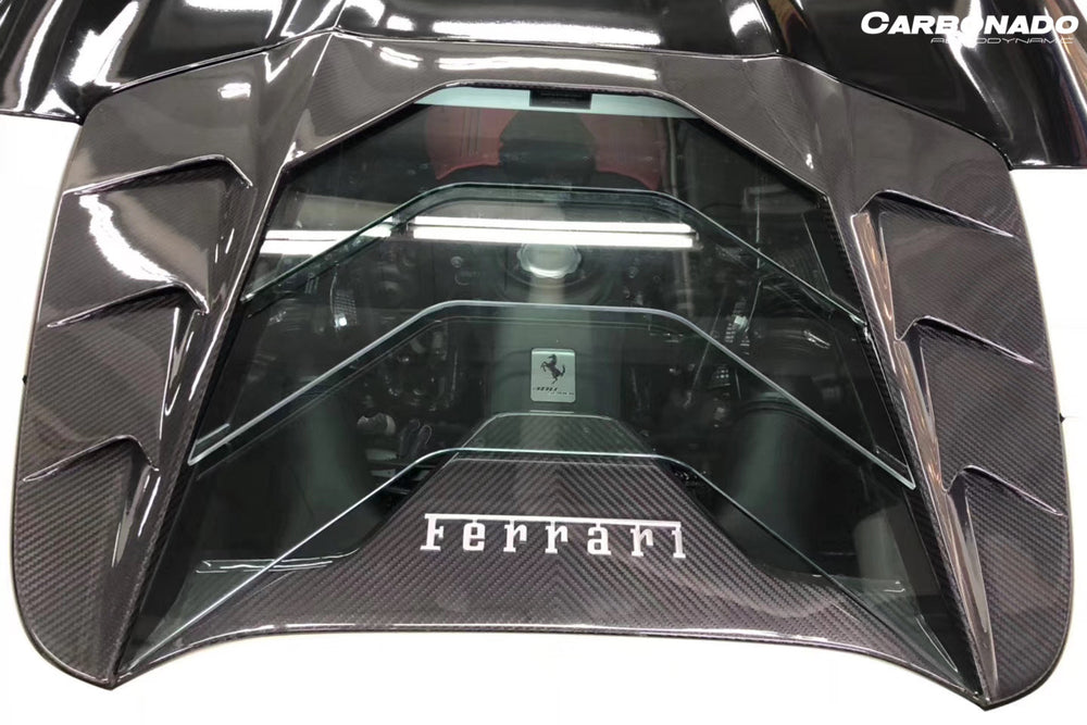 2015-2020 Ferrari 488 Spyder MSY Style Carbon Fiber Engine Hood - Carbonado