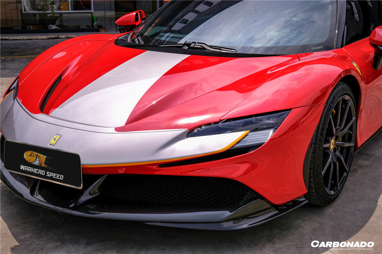 Lowered Sf90 2020-UP Ferrari SF90 Stradale OE Style Autoclave Carbon Fiber Front Lip