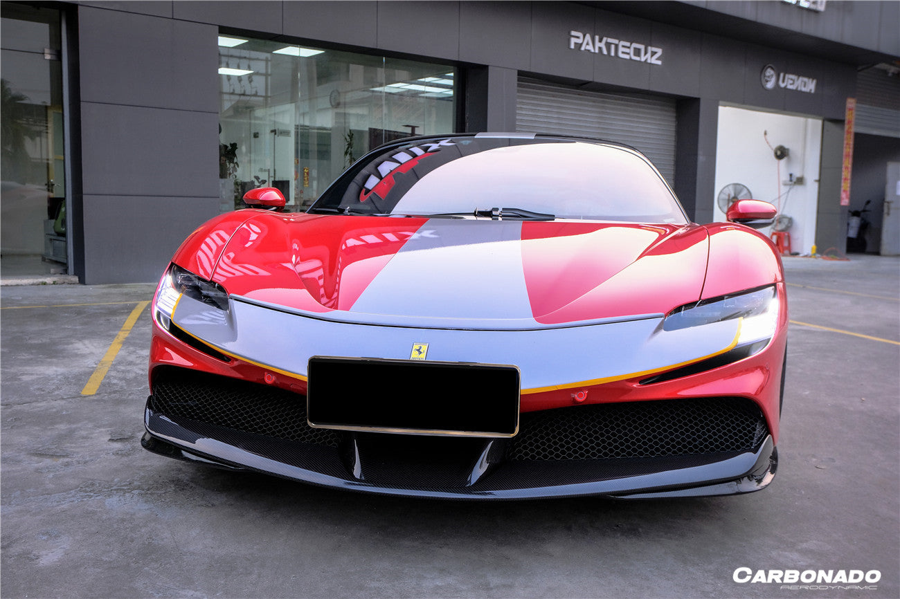 Lowered Sf90 2020-UP Ferrari SF90 Stradale OE Style Autoclave Carbon Fiber Front Lip