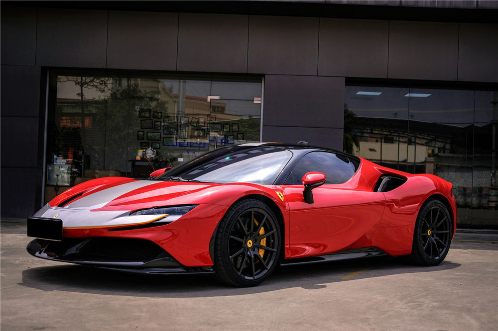 Faldones laterales de fibra de carbono para autoclave estilo OE Ferrari SF90 Stradale 2020 en adelante