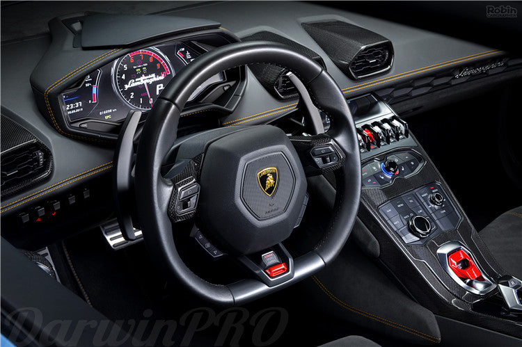 2015-2023 Lamborghini Huracan LP610 & LP580 & EVO Autoclave Carbon Fiber Center Steering Wheel Trim - DarwinPRO Aerodynamics