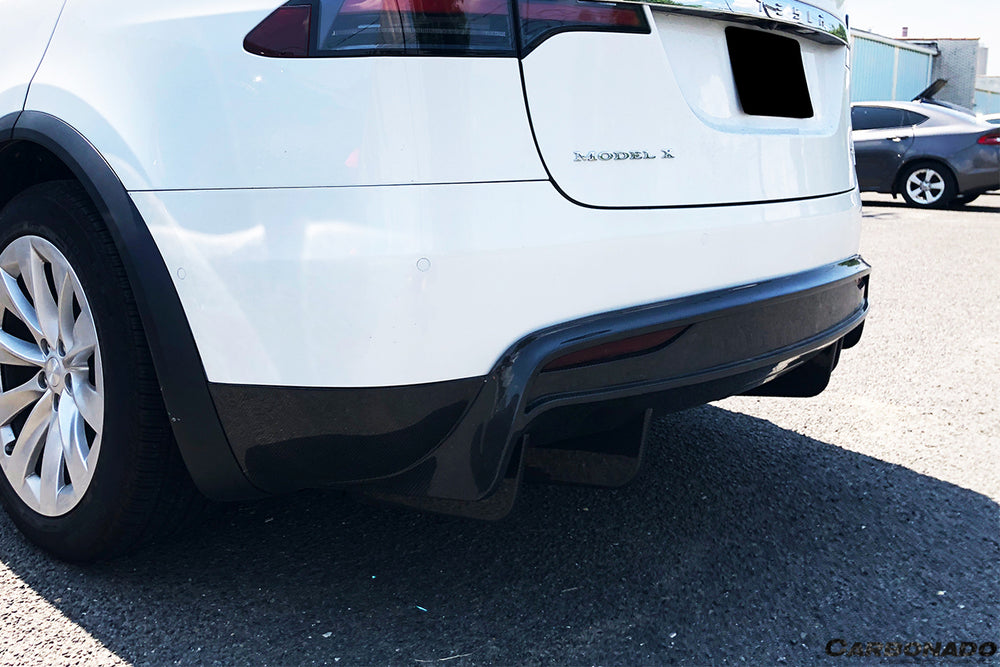 2019-2021 Tesla X SUV RZS Style Carbon Fiber Rear Diffuser - Carbonado